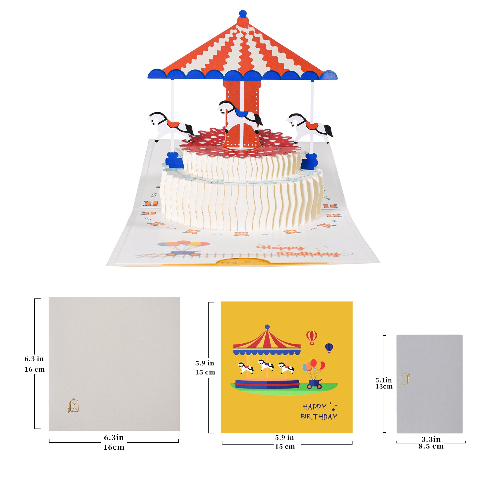 3D Carousel Pop Up Birthday Card for Kids