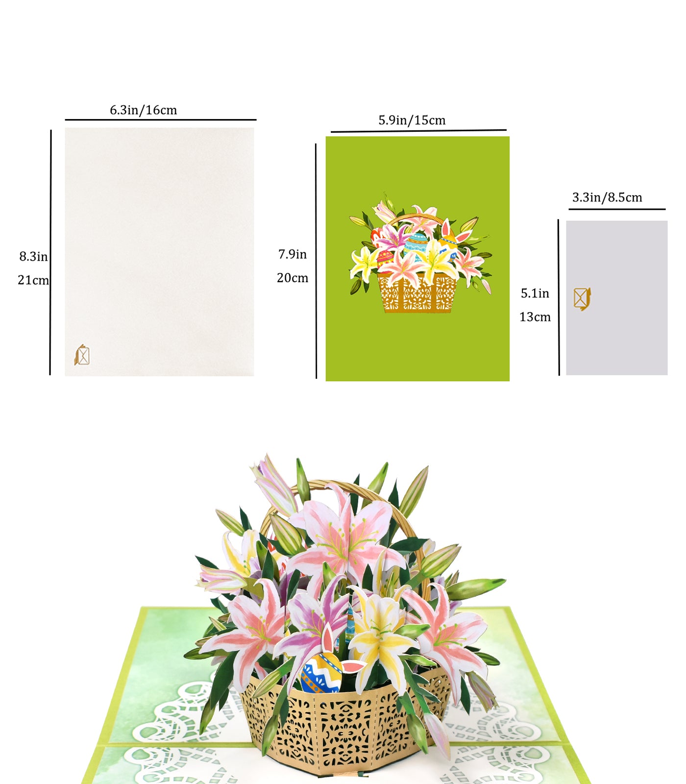 Easter Lily Flowers Basket Pop Up Card