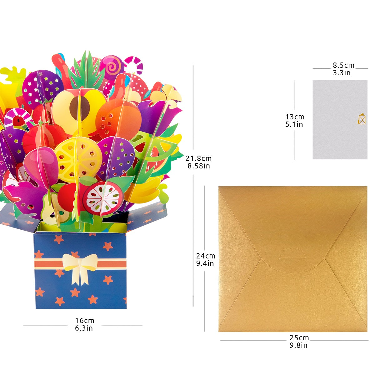 Various Fruits Bouquet Box Flowers Pop Up Card