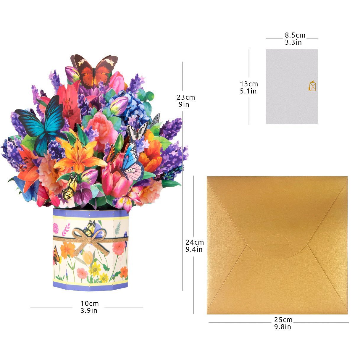 Lavender & Butterflies Pop Up Bouquet 3D Flowers Card