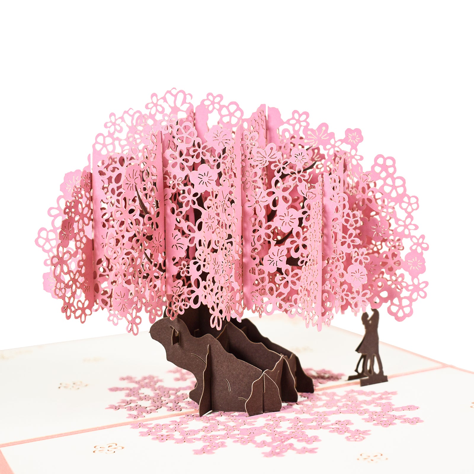 Peach Blossom Tree Couple Romance Pop Up Card for Anniversary, Valentine's Day