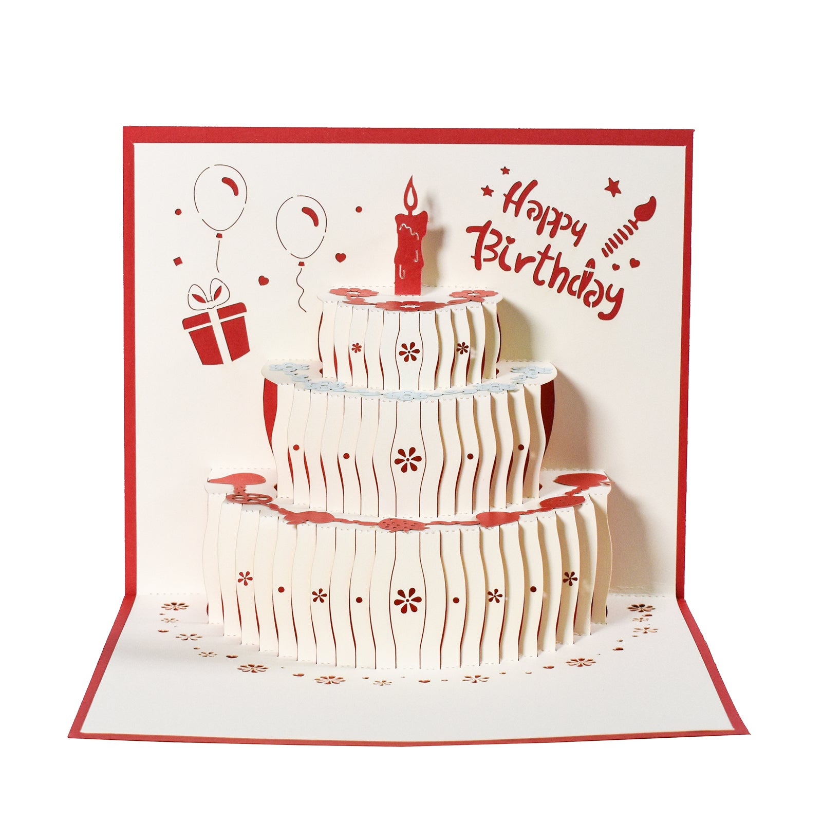 3D Birthday Card 3 Colors Red Blue Golden