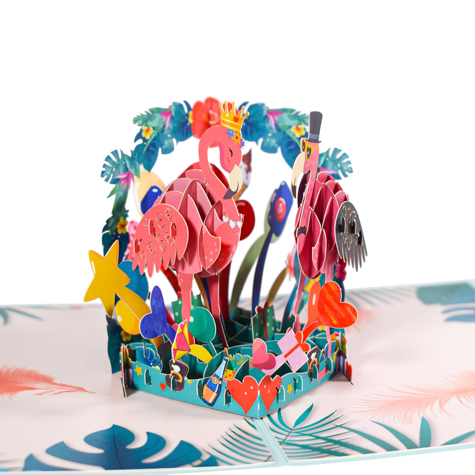 3D Romance Flamingo Couple Pop Up Card