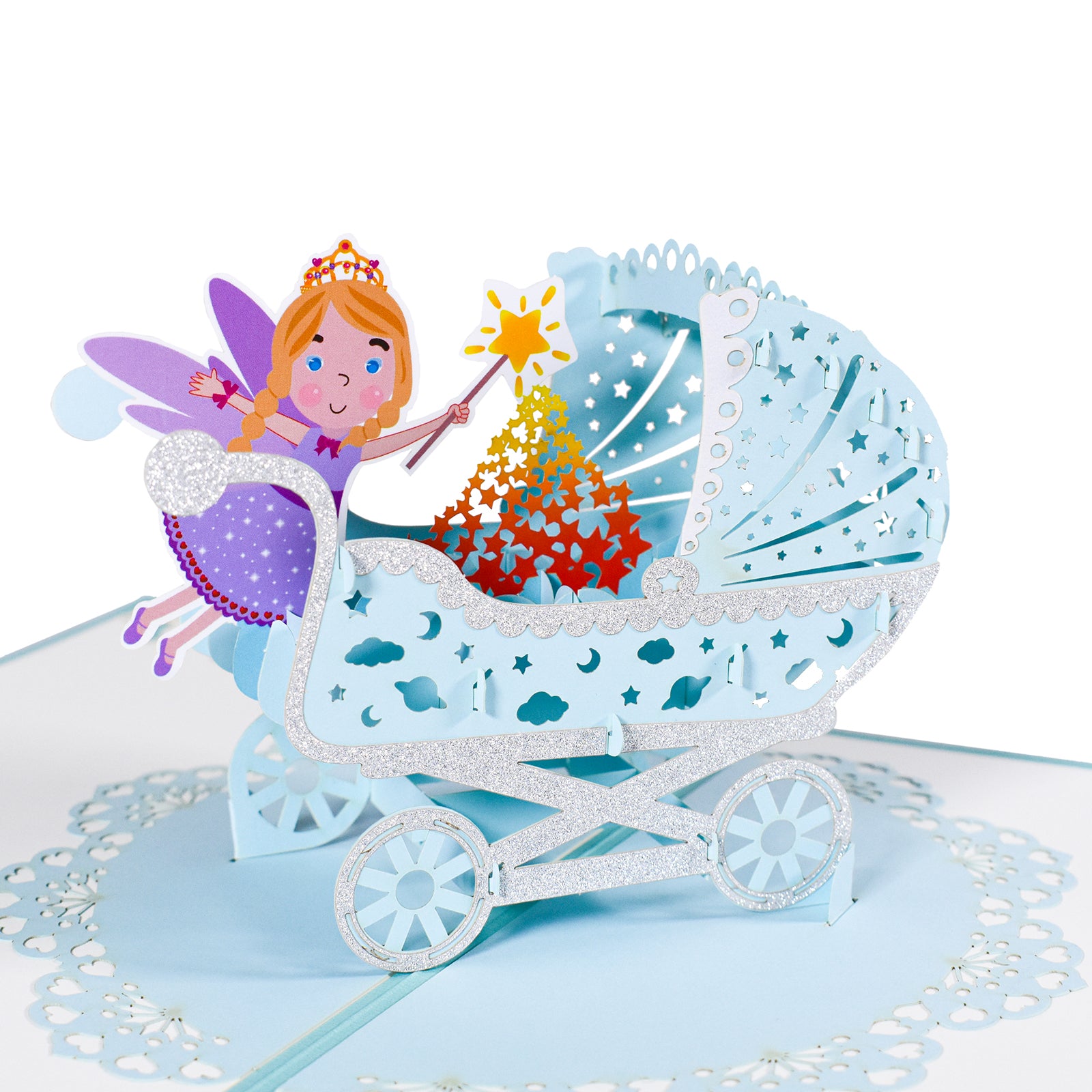 3D Baby Stroller Pop Up Card for Newborn Boy