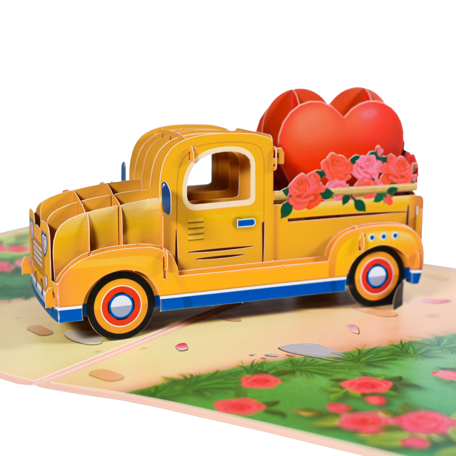 Truck Carrying Love Pop Up Card for Anniversary, Valentine's Day