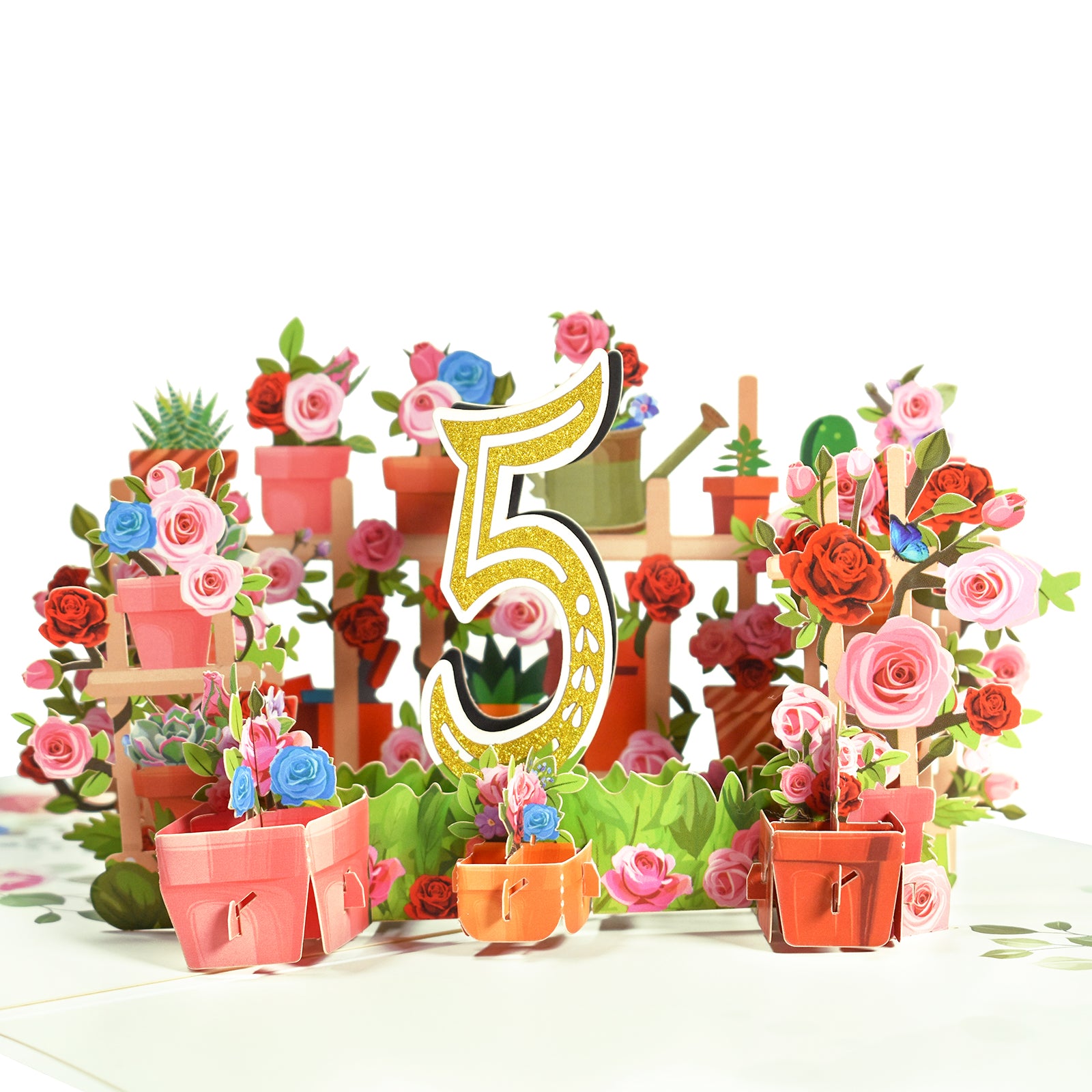 3D Flowers Milestone Anniversary Pop Up Card with Number