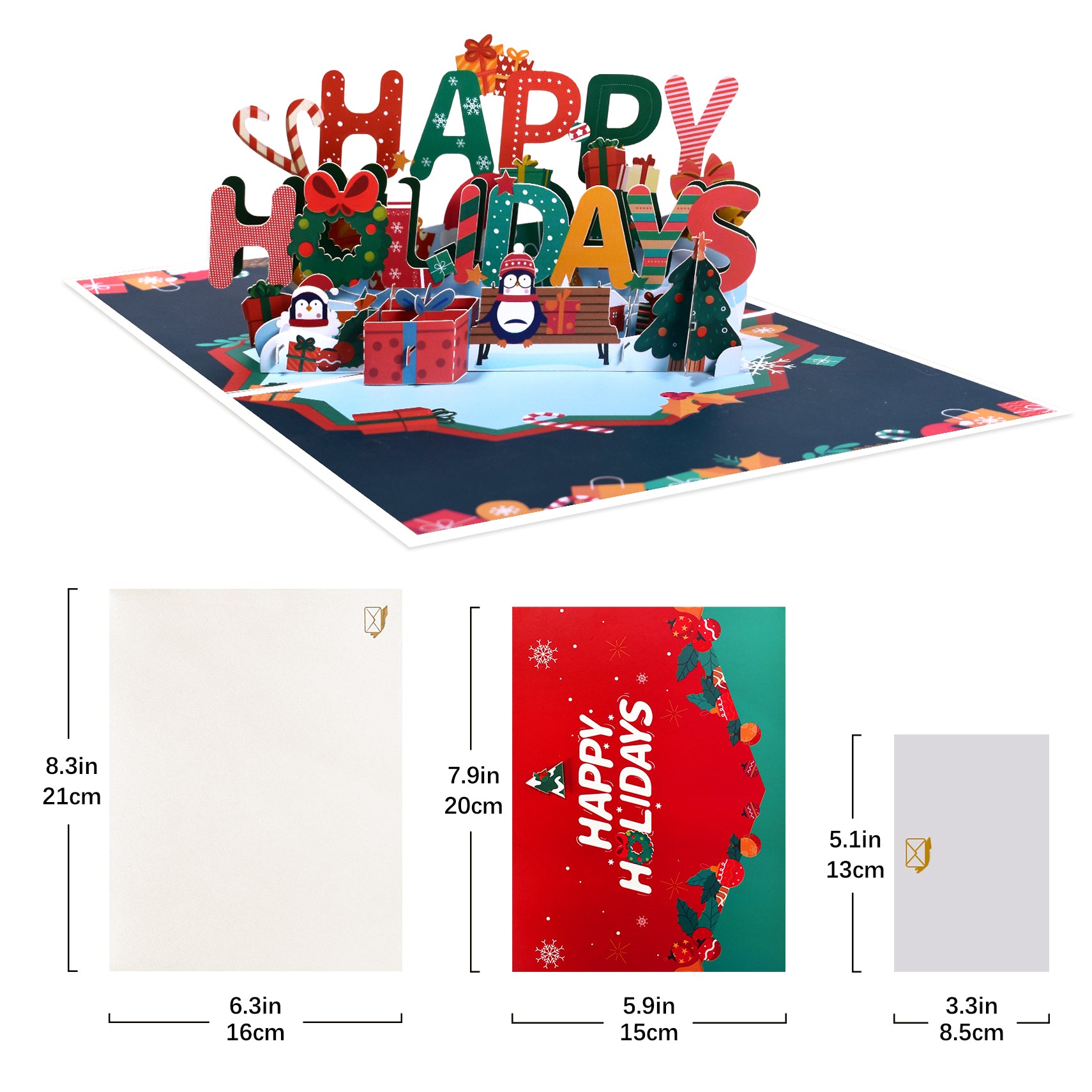 Happy Holidays Pop Up Card Penguin