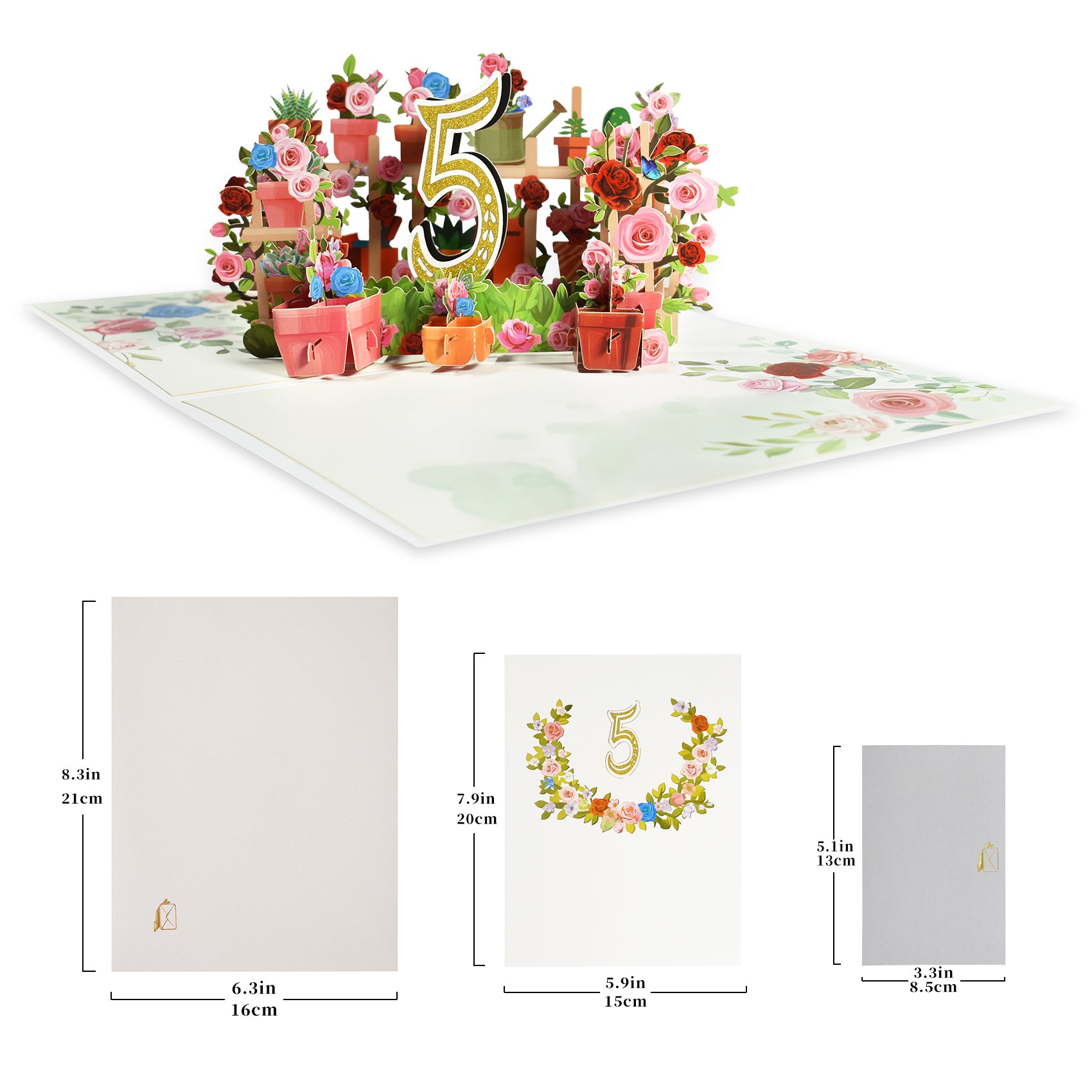 3D Flowers Milestone Anniversary Pop Up Card with Number