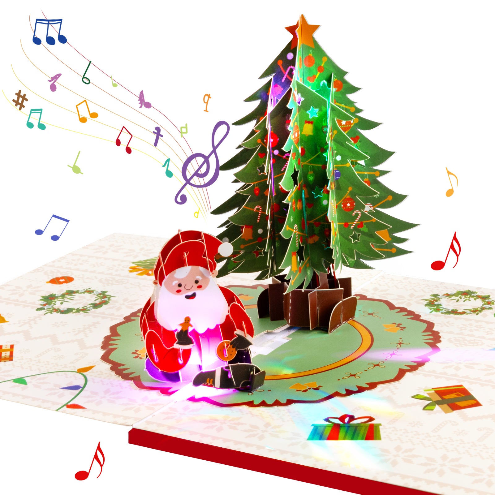 Musical 3D Santa Claus Pop Up Card with Music & Lights for Christmas