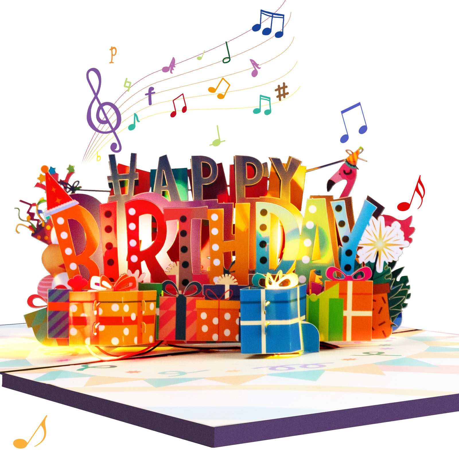 Happy Birthday Musical 3D Pop Up Card with Music & Lights