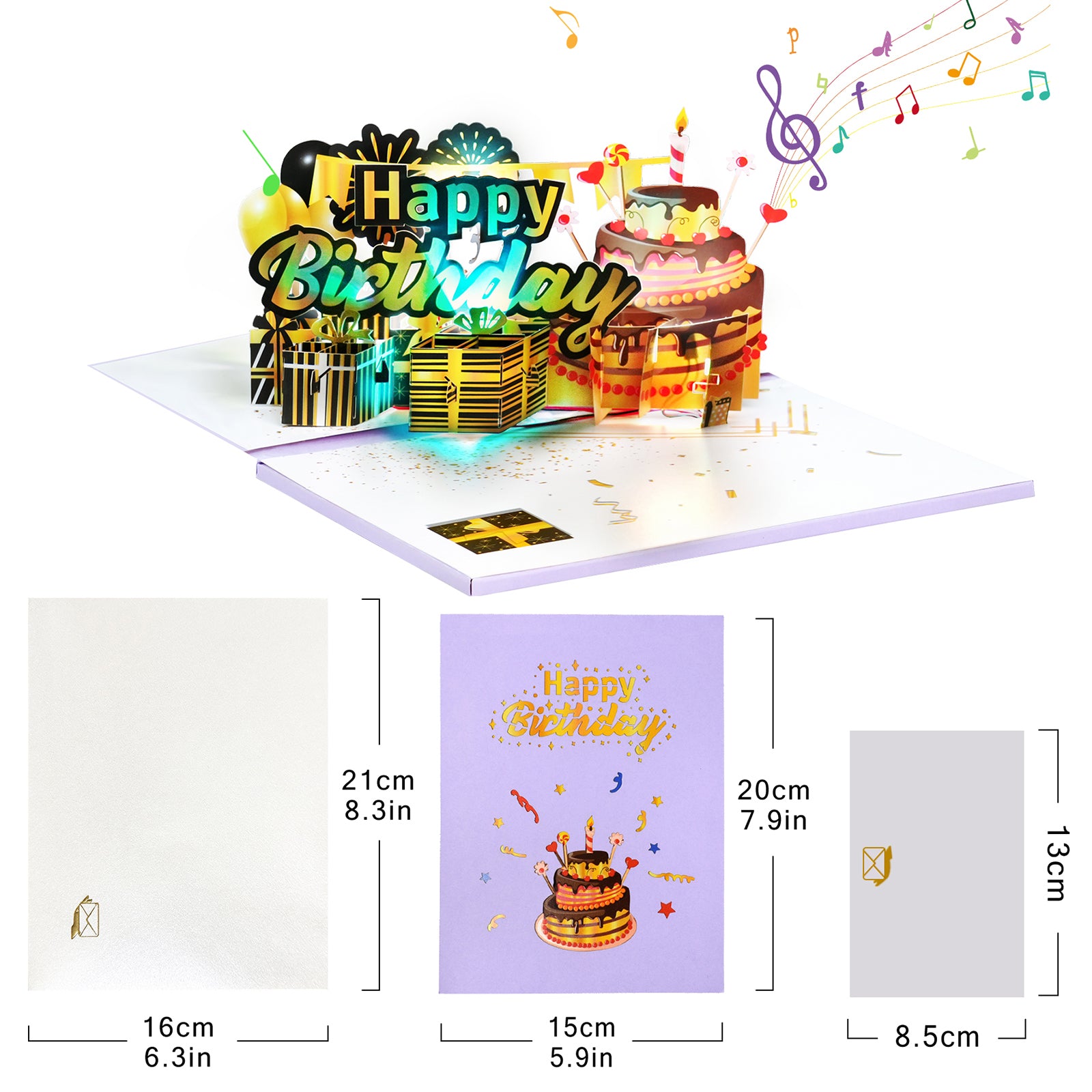 3D Musical Birthday Pop Up Card with Music & Lights