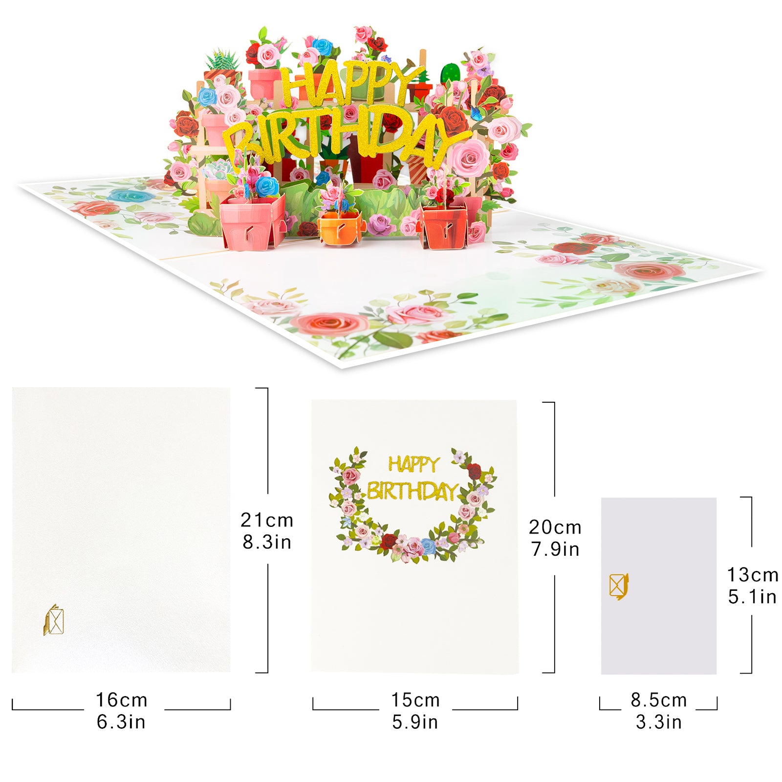 3D Happy Birthday Flowers Pop Up Card