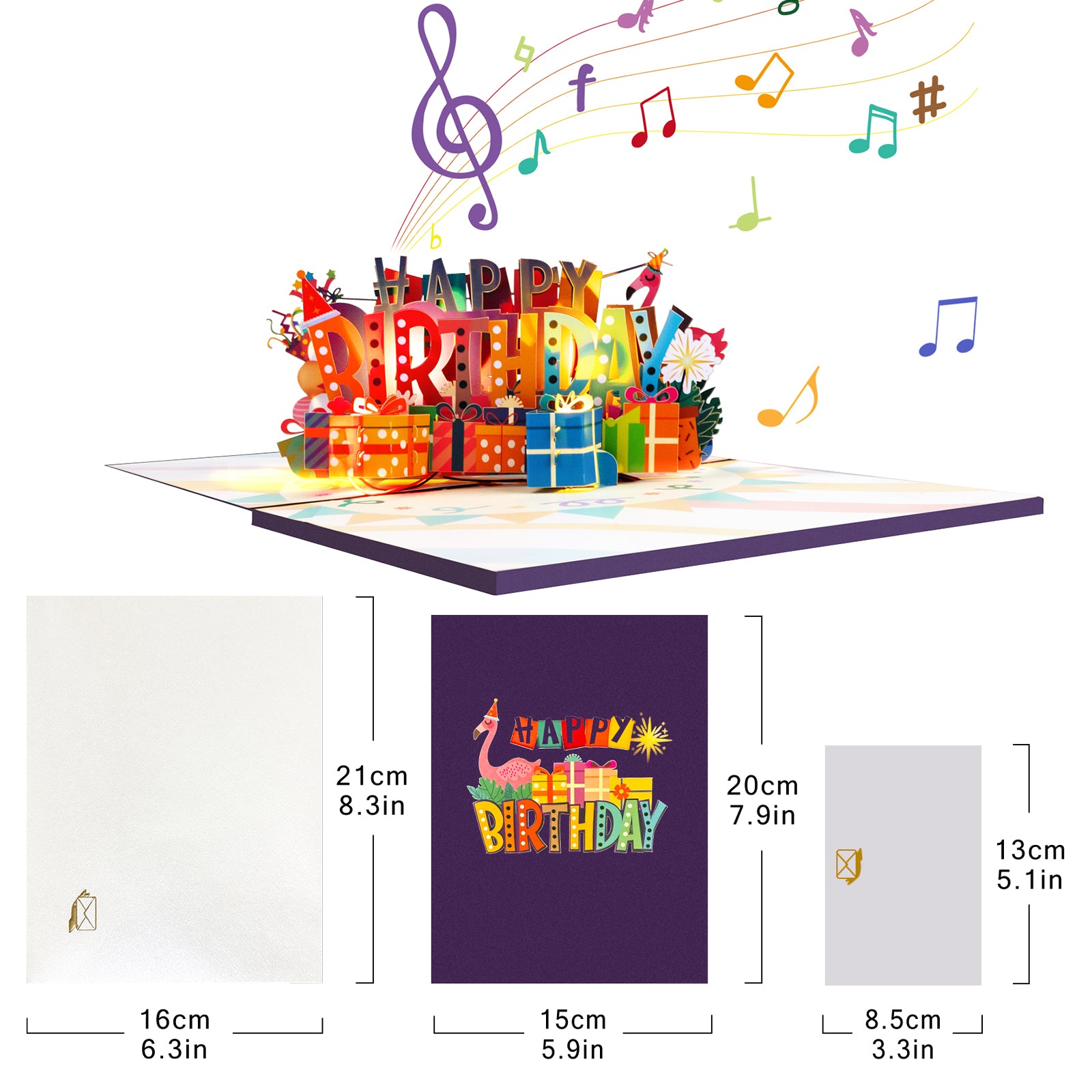 Happy Birthday Musical 3D Pop Up Card with Music & Lights